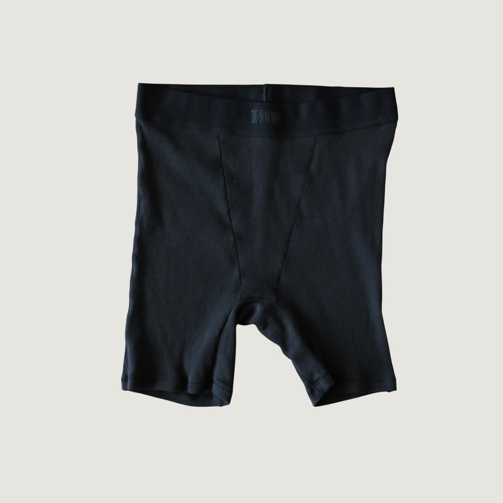 SKIMS Cotton Rib Boxers Soot Black Ribbed Elastic Waistband Size S Loungewear